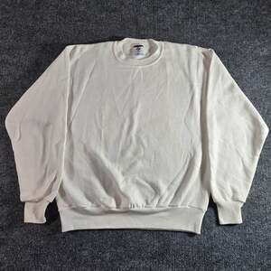 Vintage 90s Jerzees Sweatshirt Mens M White Blank Crewneck Made in USA Pullover